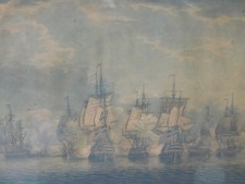 1795 Goldar Engraving April 1782 British Fleet Adm Rodney Battle of the Saints