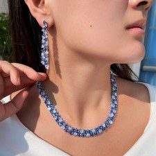 Pendientes Colgantes De Plata De Ley 925 En Azul Claro