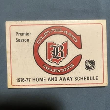 POCKET SCHEDULE NHL 1976-77 CLEVELAND BARONS FOREST CITY INAUGURAL