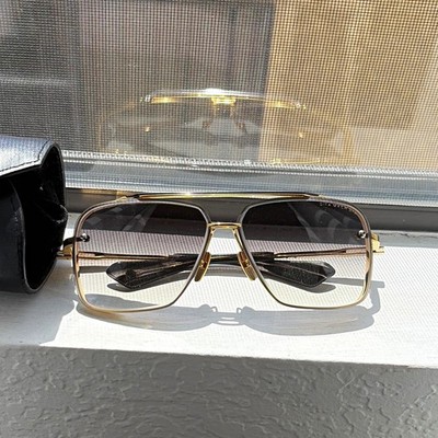 DITA Mach-Six Men s Aviator Sunglasses Gold Metal Frame Gray Tinted Lenses