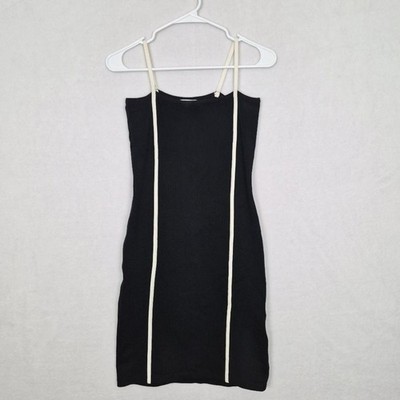 Bebe Moda Vintage Little Black Dress Small Pinstripe 90s Y2k Party Cocktail