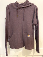 Carhartt Women  s S Purple Waffle Knit Hooded Pullover Hoodie Pockets Relaxed