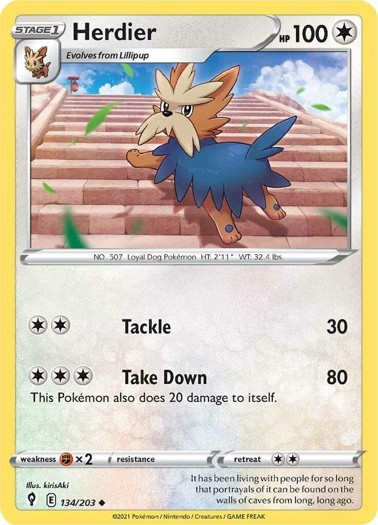 Herdier SWSH07 134/203 Pokémon SWSH07: Evolving Skies Uncommon EN NM