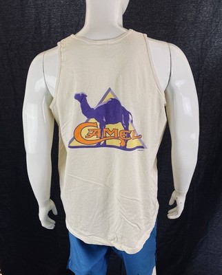 Single Stitch Joe Camel Ivory Vintage Tank Top, A Grade, Men's Size XL