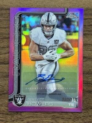 Brock Bowers Pink Refractor Auto /250 - 2025 Topps Chrome Las Vegas Raiders
