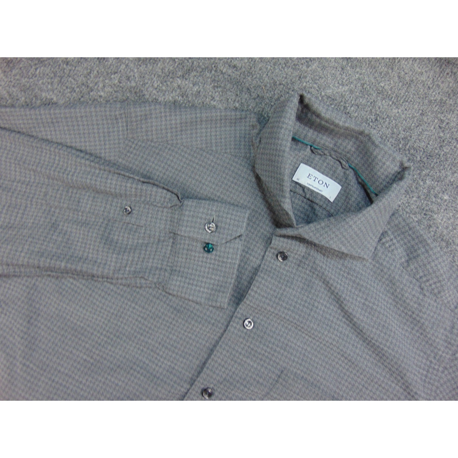 Eton Shirt Mens Large Contemporary Gray Micro Pattern Button Up Professional