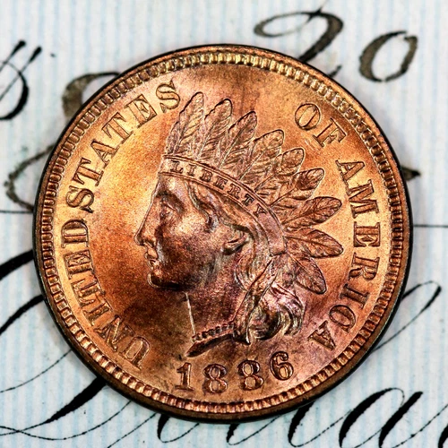 * 1886 TYPE 1 * PRISTINE++ BLAZING RED GEM BU MS INDIAN HEAD PENNY *
