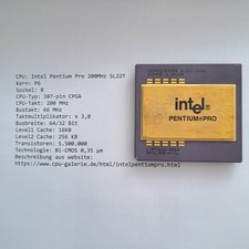 Intel Pentium Pro 200MHz SL22T KB80521EX200 keramik cpu aus Sammlung, Goldcap