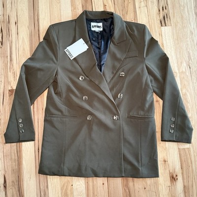 NWT Apparis Sabine Oversized Double Breasted Boyfriend Blazer Green L
