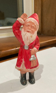Vintage Celluloid Plastic Figurine Santa Claus  Holding a Lantern 6" Tall
