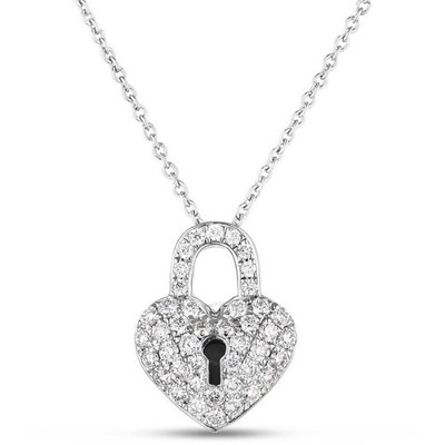 Roberto Coin Diamant Herz Schloss Halskette 18K Weißgold kleine Schätze