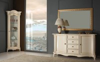 Wohnzimmer Vitrine Schrank Kommode Italien Spiegel Klassisches Set 3Tlg Weiß Neu