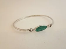 Boma malachite sterling silver bangle bracelet modernist classic