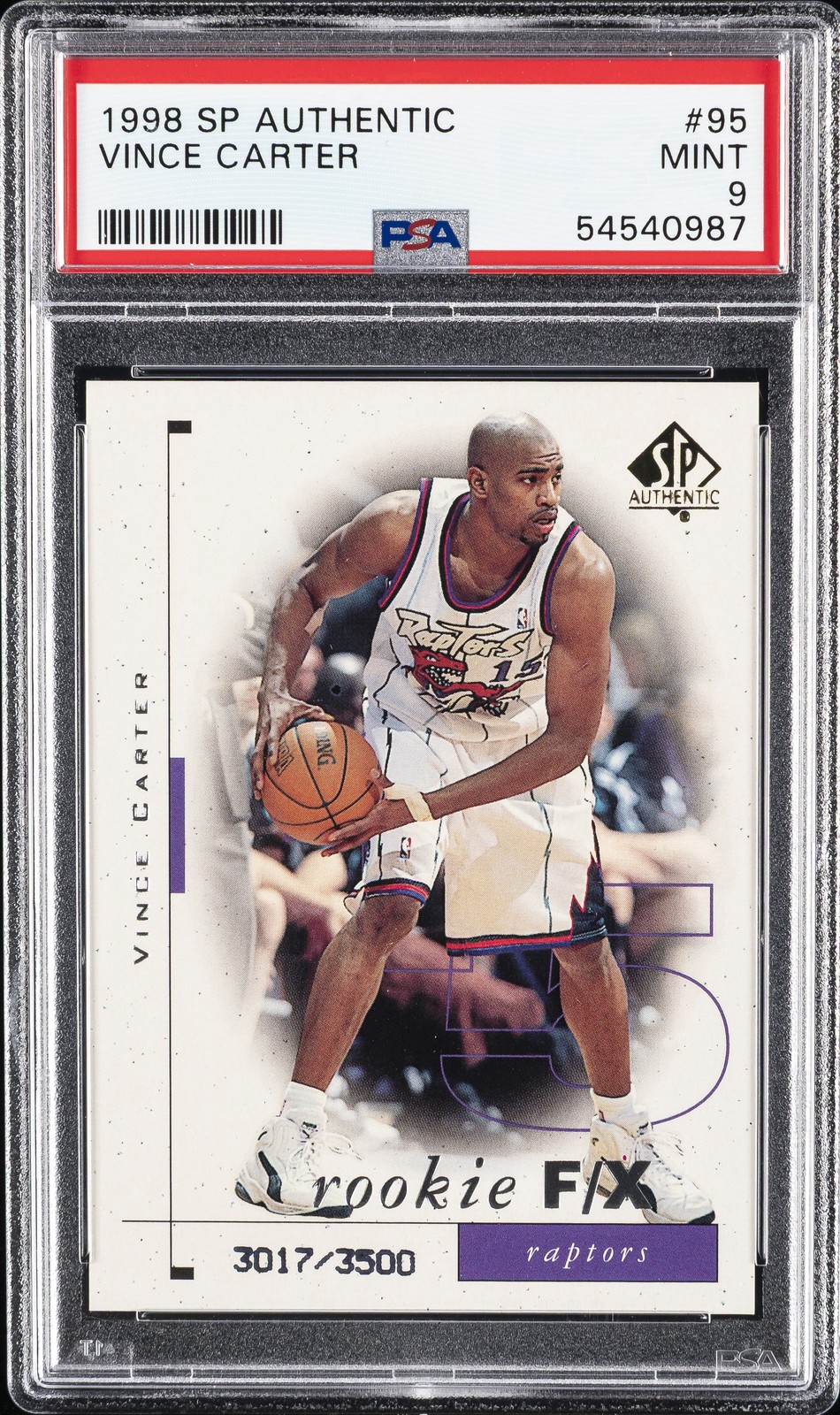 1998 SP AUTHENTIC #95 VINCE CARTER ROOKIE RC #/3500 PSA 9