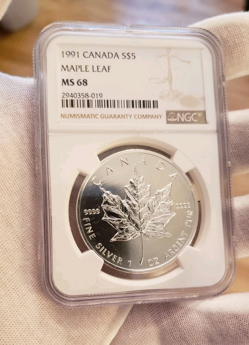 Canadian Maple Leaf NGC Grade MS 68 Silver Bullion Coins for sale