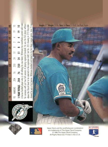 1994 Upper Deck #233 Darrell Whitmore - Picture 2 of 2