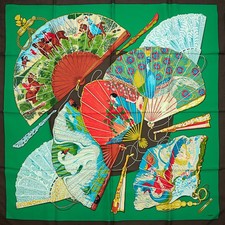 Hermes Carre 90 Silk Square Scarf Brise de Charme Green Brown