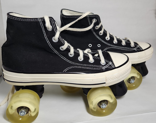 Even Star High Top Converse Roller Skates Classic Black Chucks Size 40 EUC