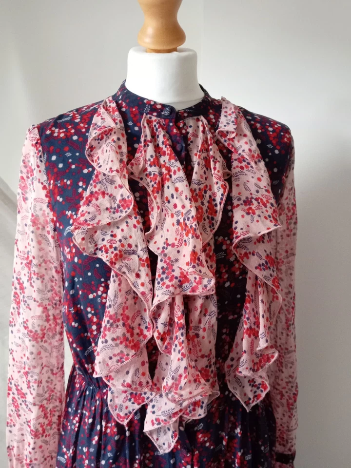 BODEN ICONS Winfred Floral Silk Ruffle Midi Dress Uk10 /US6/F38 - Image 3 of 4