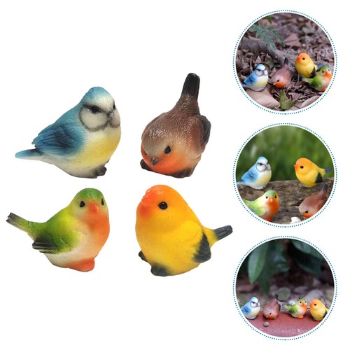 4 Pcs Harz Dekorative Vogel Vogelfiguren Aus Kunstharz Mini-Vögel