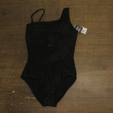 Bar III Womens One-Shoulder Mesh Cutout Swimsuit MBNB24232 Black S