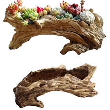 Stump Pot Large Driftwood Rustic Flower Planter Wooden Trough Natural for Garden