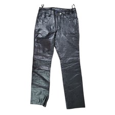 Gap Black Leather Pants Womens 4 Vintage Y2K Lined Moto Bootcut Biker