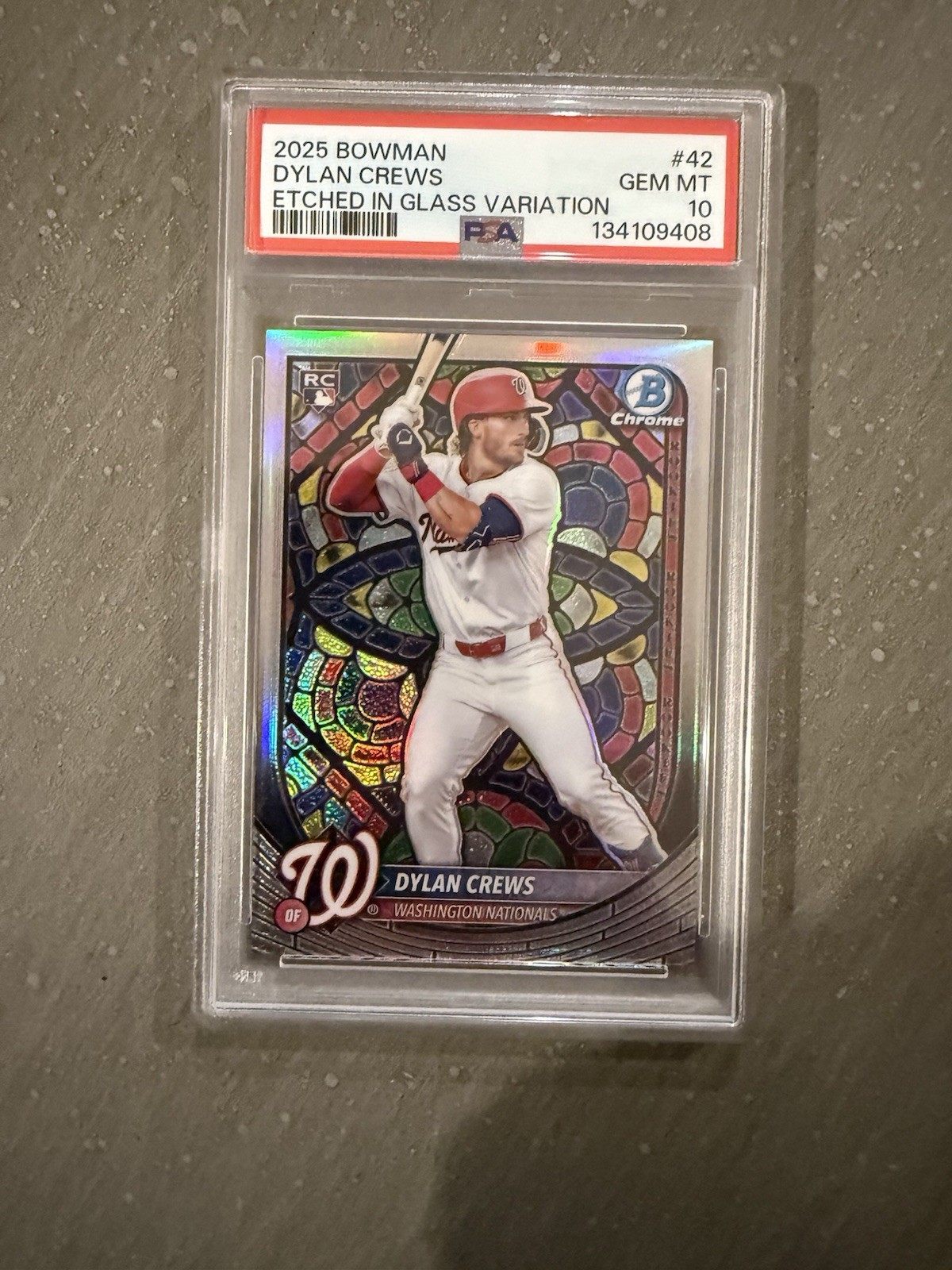 2025 Bowman - Dylan Crews #42 Etched in Glass Variation (RC) PSA 10