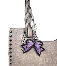 Purple Black Bow - Bling Crystal Bag Charm Chain Keychain Key Ring Car Tassel