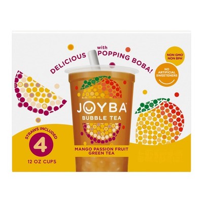 (Pack of 4) Joyba Tea Boba Popping Tea Mango Passion Fruit 48 Fl Oz