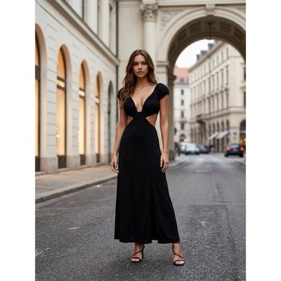 black hello molly dress Women's Cutout Open Back Puff Sleeve Maxi Size Small lounge-casual-dresses White House Black Market Size:56 X-Long Exemplify your killer curves