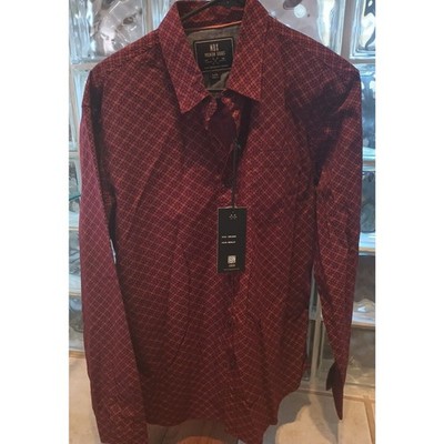 MBX Mens Size L Shirt XWL6695 Long Sleeve Button Merlot Peached Poplin Nice