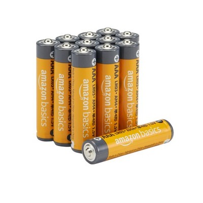 Amazon Basics AAA Long-Lasting Alkaline Batteries, 12 Count (Pack of 1), Grey