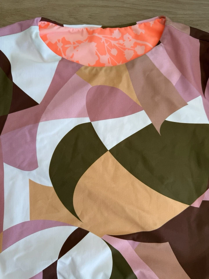 Conjunto de Bikini Reversible Manga Larga Rashguard Maaji - Talla L Retro Geométrico Nuevo con Etiquetas Foto 3 de 4