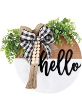 Hello Door Sign Round Welcome Sign for Front Door, Welcome Wreath Sign