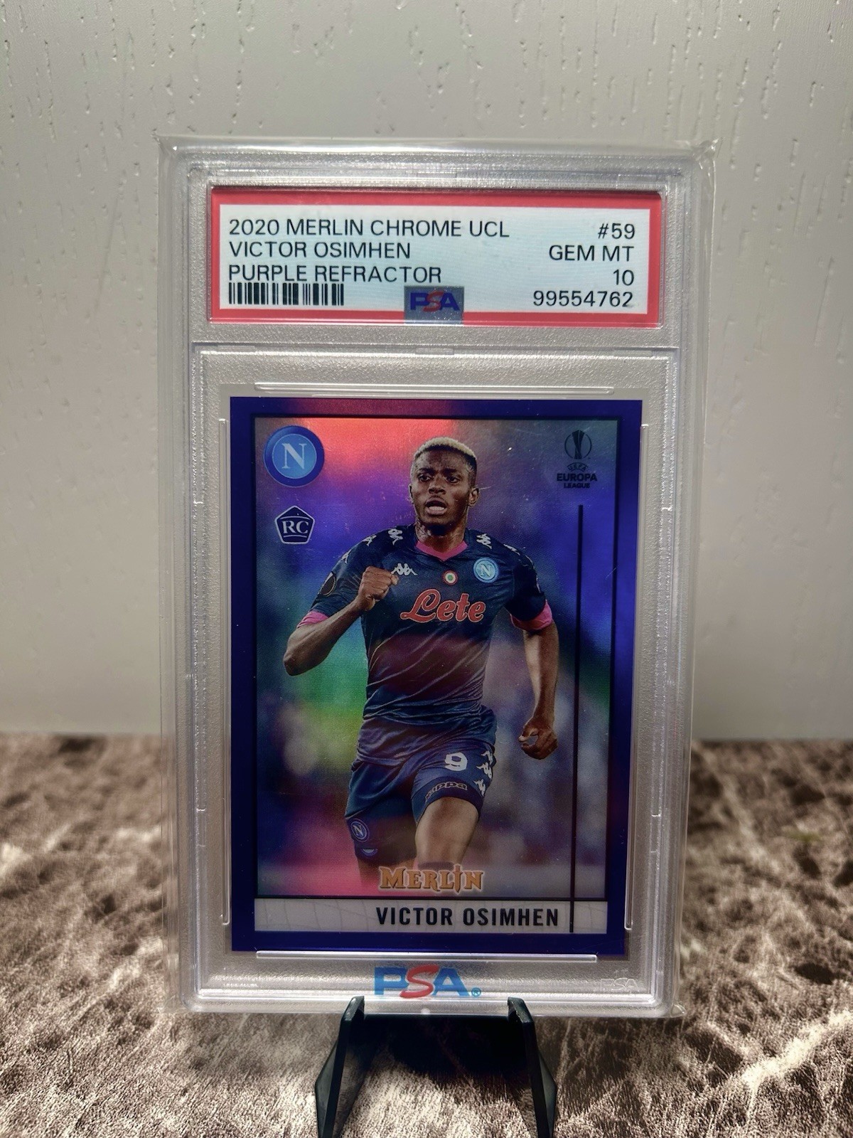 2020-21 Topps Merlin Chrome - #59 Victor Osimhen Purple Refractor /299 RC PSA 10