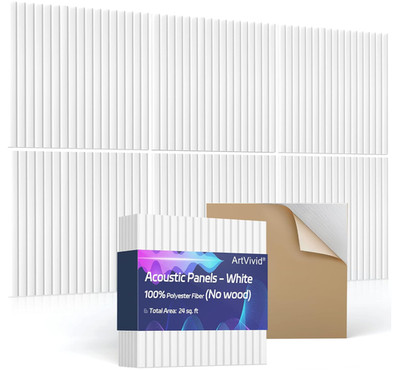 Artvivid 6-Pack Self-Adhesive Acoustic Wall Panels, Home Décor 24'' x 24'' x 0.4''