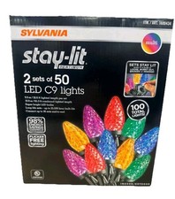 Sylvania Stay Lit LED C9 Lights, 2 Sets Of 50, Multi Color Lights / New