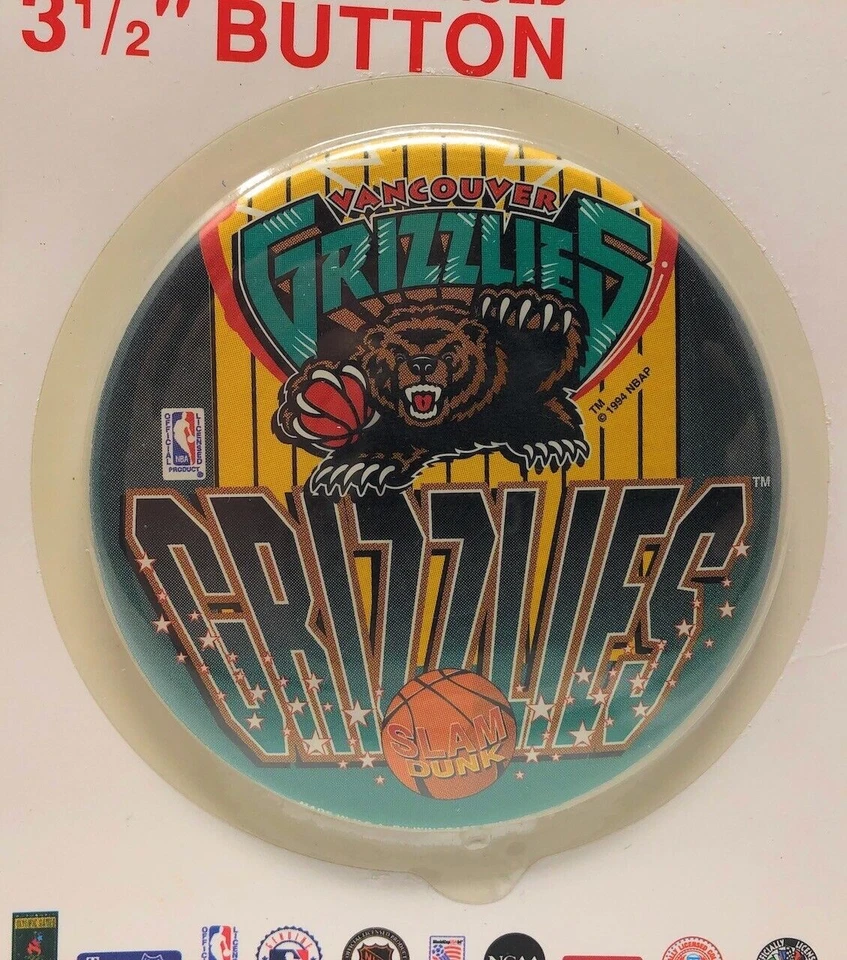 VANCOUVER GRIZZLIES Pin Button Wincraft Vintage 3 1/2 Inches NBA Retro - Image 3 of 3
