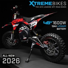 2026 XTM MXPRO 48V 1600W Lithium Kids Electric Dirt Bike 12/10" Wheel In Red