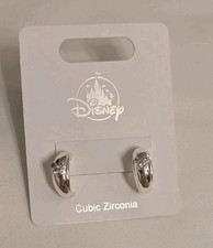 New Disney Parks Silver Hoop Earrings With Jeweled Mickeys