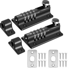 2 Pack Combination Locking Bolt 4 Digit, Sliding Bolts Latch Weatherproof, Zinc