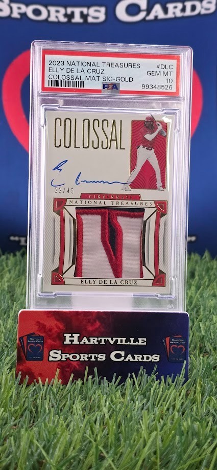 2023 Panini National Treasures Elly de La Cruz Colossal Patch Auto /49 PSA 10