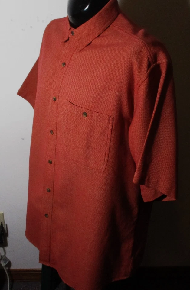 ORVIS Rust Heavy Fabric Short Sleeve Shirt Men's Size L - Image 4 of 4