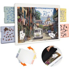 1500 Pieces Rotating Plastic Puzzle Board with Drawers and Cover, 35"x27" Por...