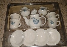NEW Vintage Tender Heart Treasures Miniature 13 Piece Tea Set in Box 11084 1993