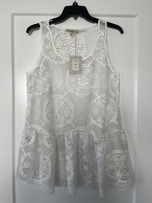 Super Cute Francesca Bettini (Italy) Women's Ivory Lace Sleeveless Top Size M