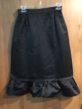 Vintage Pencil Skirt Womens Black Heavy Silky Satin Pin Up Rockabilly Movie Star