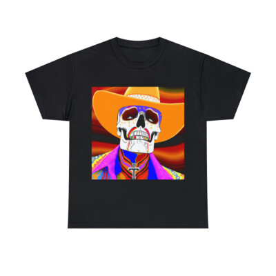 Skeleton T Shirt Aztec Southwestern Cowboy Native Navajo Skull Scary Colorful