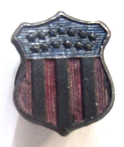 1890's or earlier PATRIOTIC SHIELD political small collar lapel stud pin yz